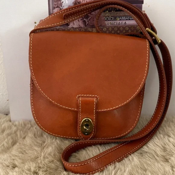 Vintage Fossil Small Crossbody Leather Brown Purse Emi Saddle Bag - Picture 3 of 8